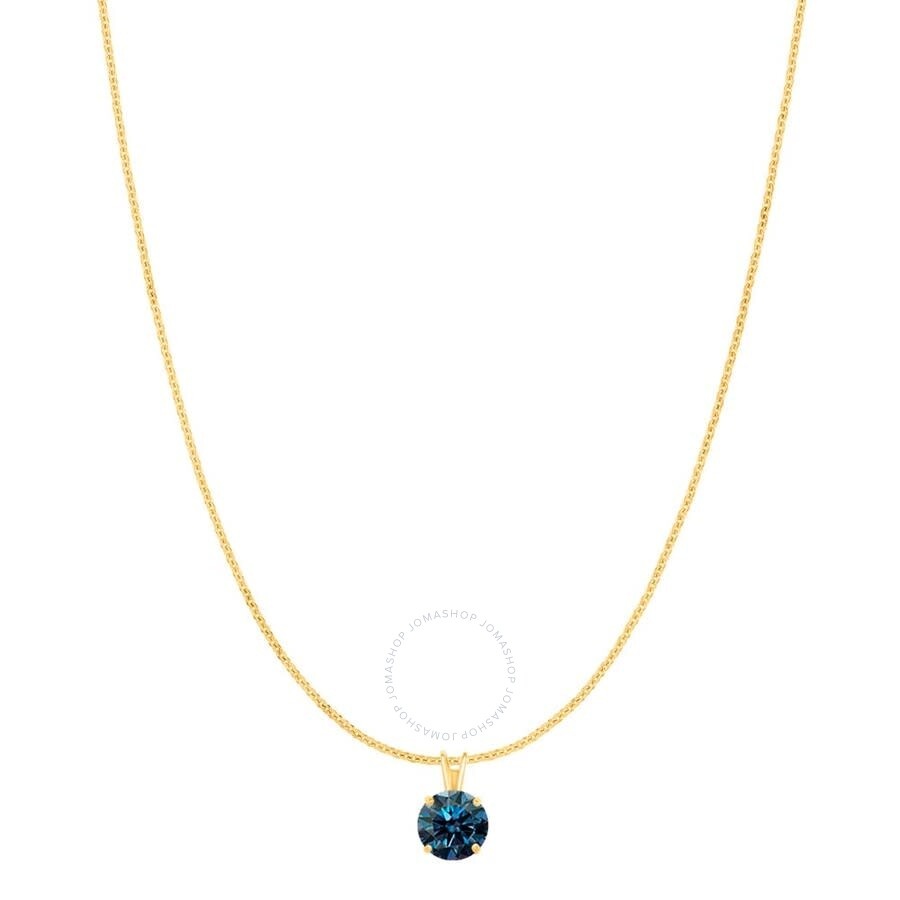 Maulijewels - Maulijewels 1.00ct D-VVS1 Blue Moissanite Diamond 14k Yellow Gold Solitaire Necklace with Gold Plate - 2