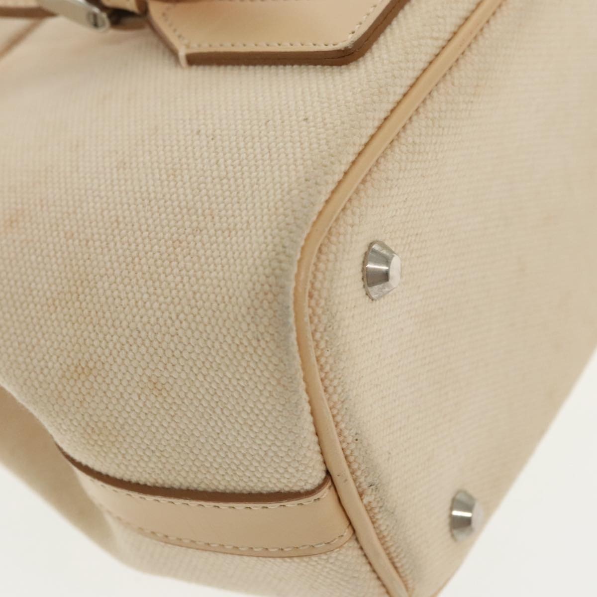 Burberry Hand Bag Canvas Leather White Beige Silver - 16
