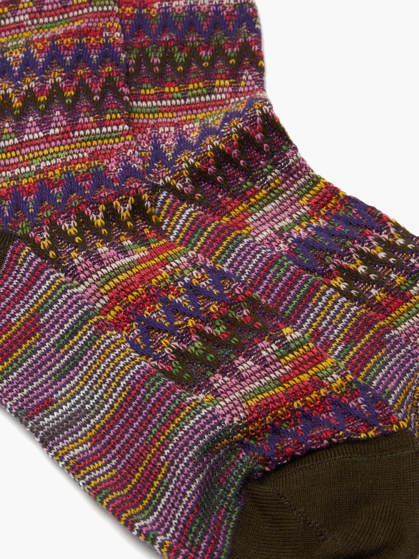 Space-dyed zigzag-striped cotton-blend socks - 4