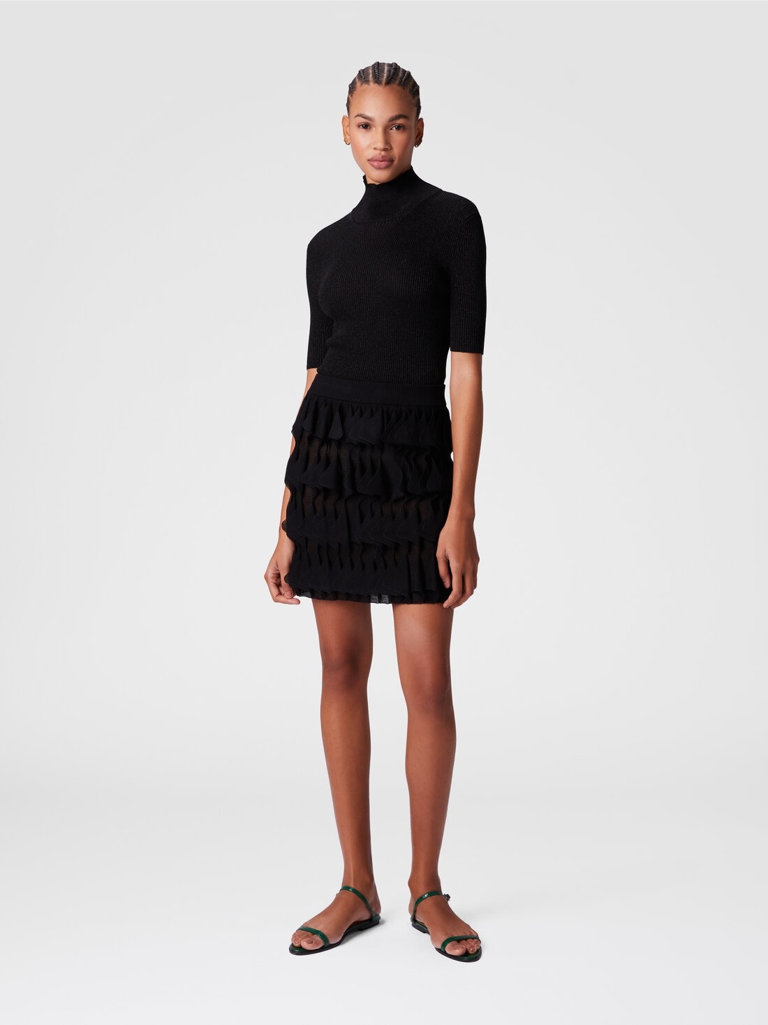 Short skirt with geometric tiers - 2