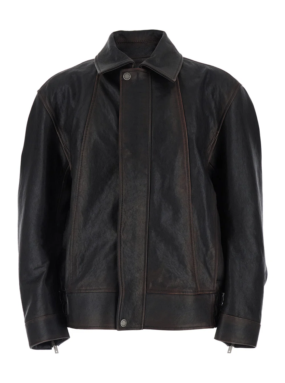 Golden Goose Men Brown Jacket With Classic Collar And Distressed Effect In Leather Man - 1