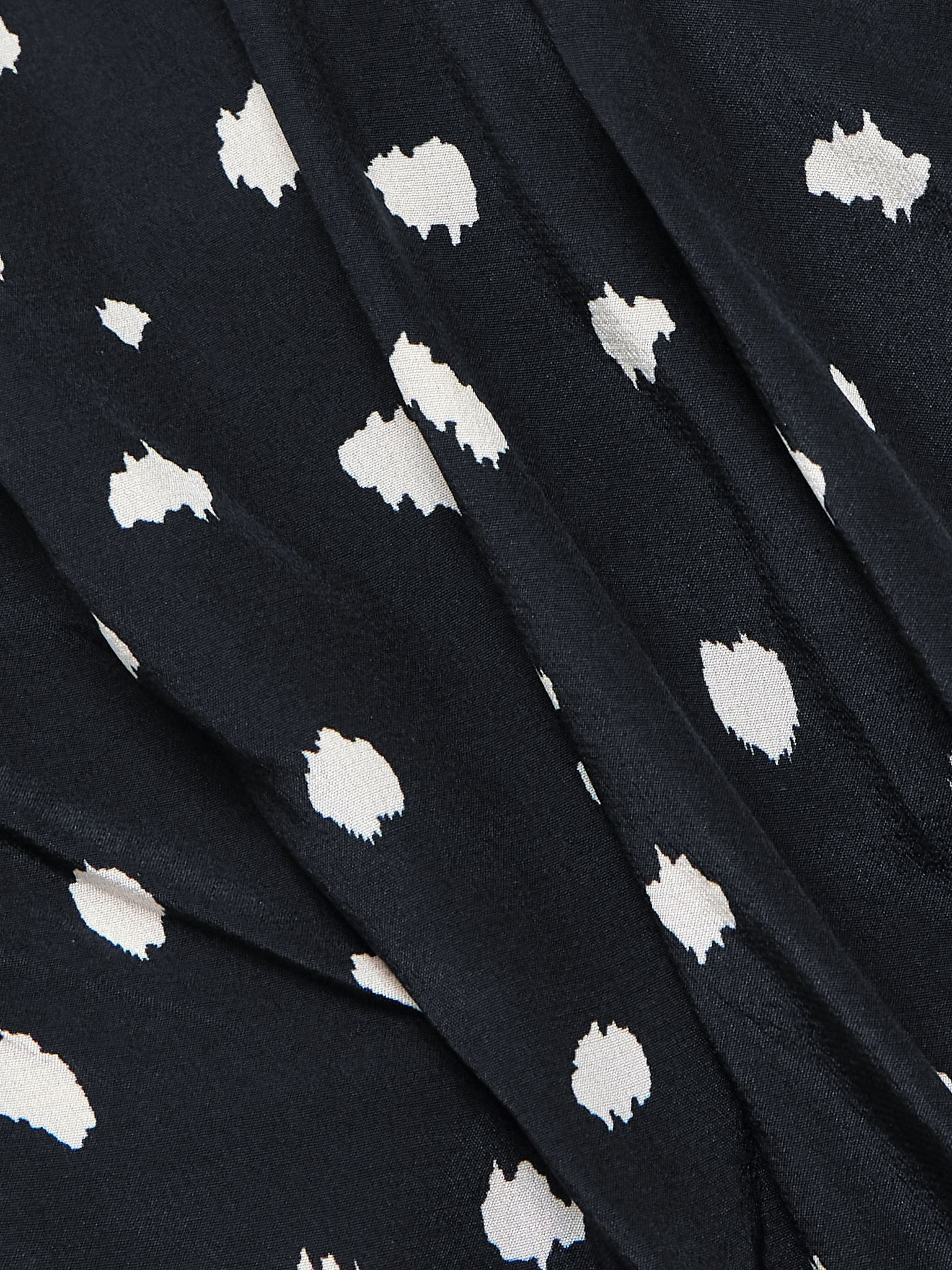 Mariquita Reef one-shoulder gathered printed silk crepe de chine top Navy - 4