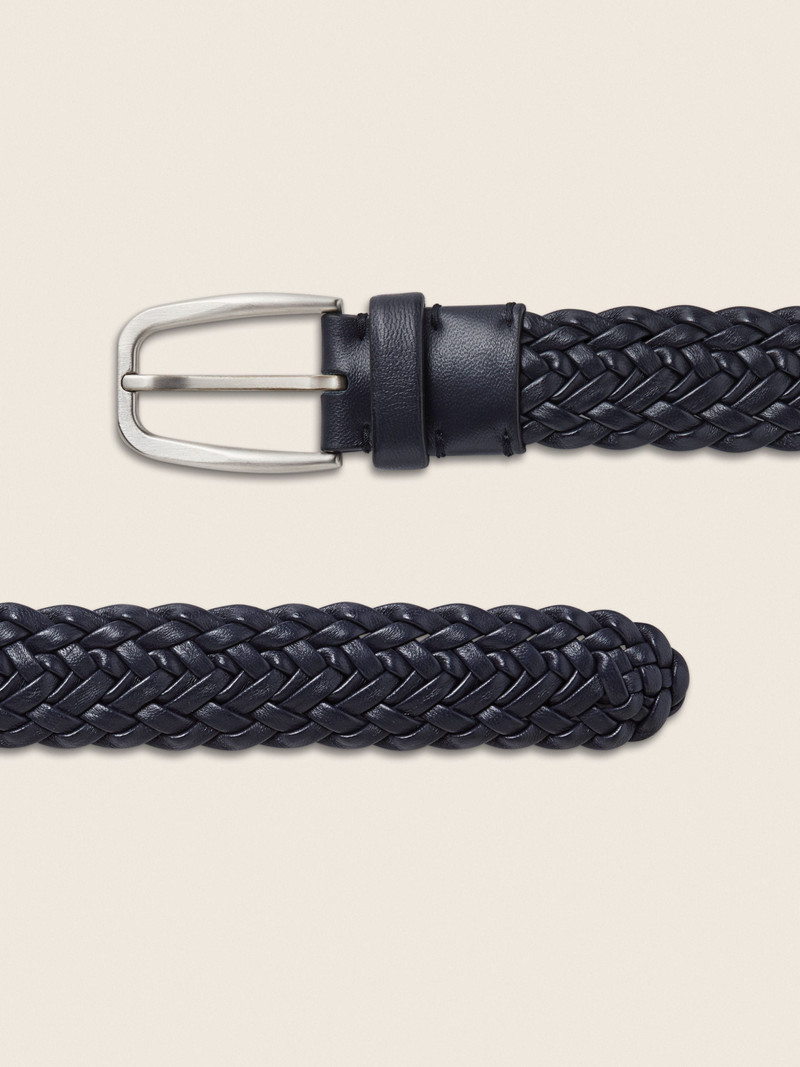 ZEGNA DARK BLUE LEATHER BELT outlook