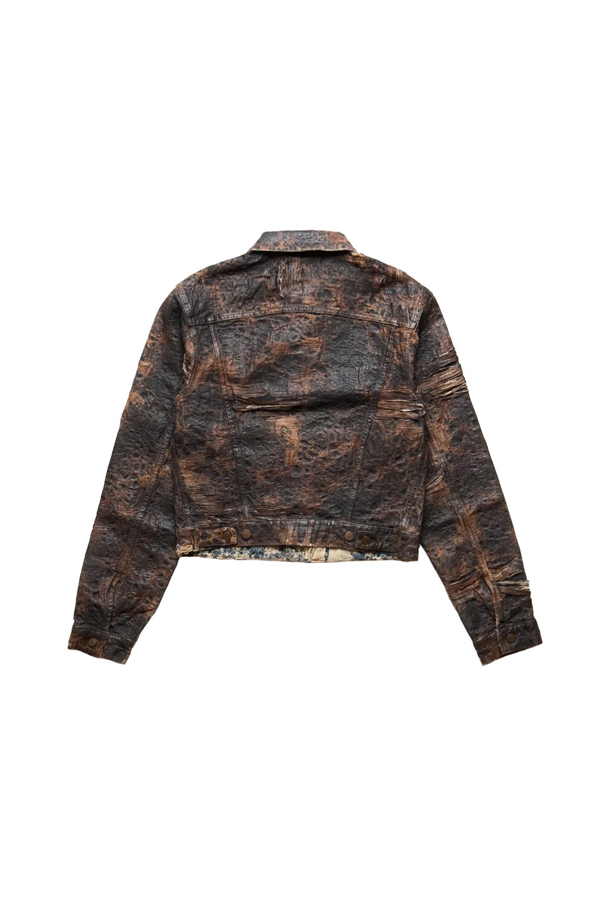 Acne Studios Distressed Denim Jacket With Monogram Coating Brown - 2