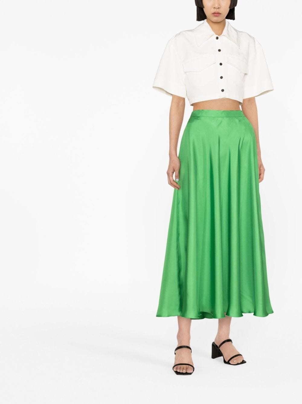 high-waisted drape-detail skirt - 2