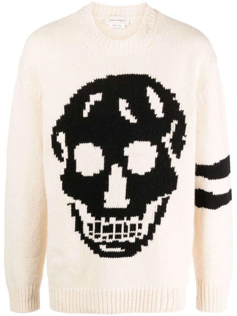 skull-intarsia stripe-detail jumper 1