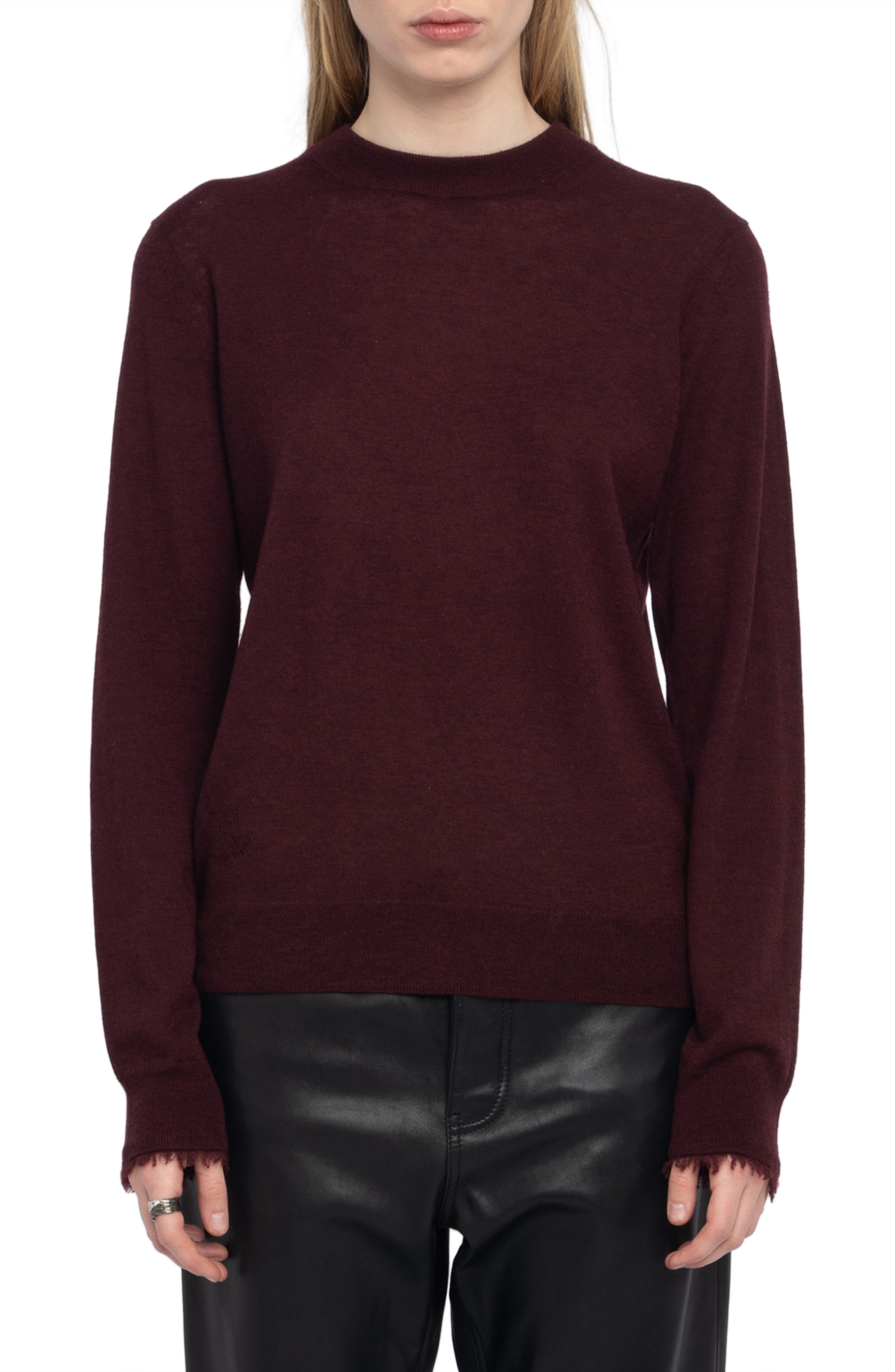 Zadig & Voltaire Ivy Crewneck Cashmere Sweater in Burgundy at Nordstrom - 1