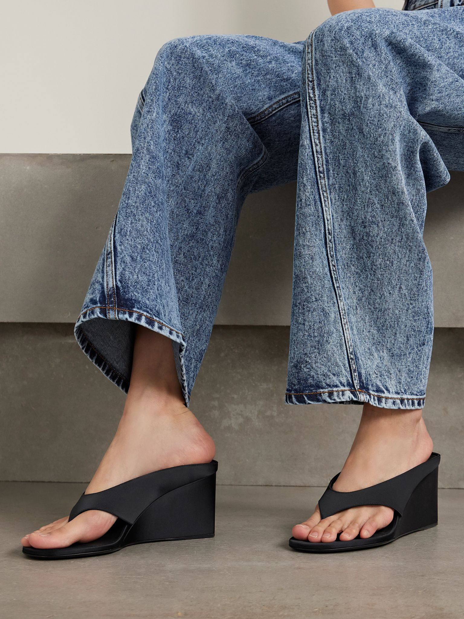 Satin wedge sandals Black - 2