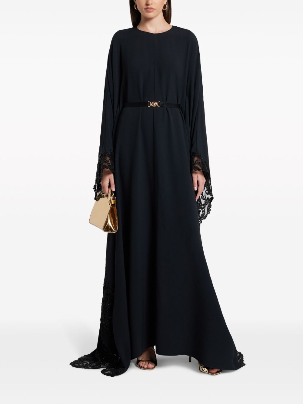 Barocco lace-trim satin gown - 2