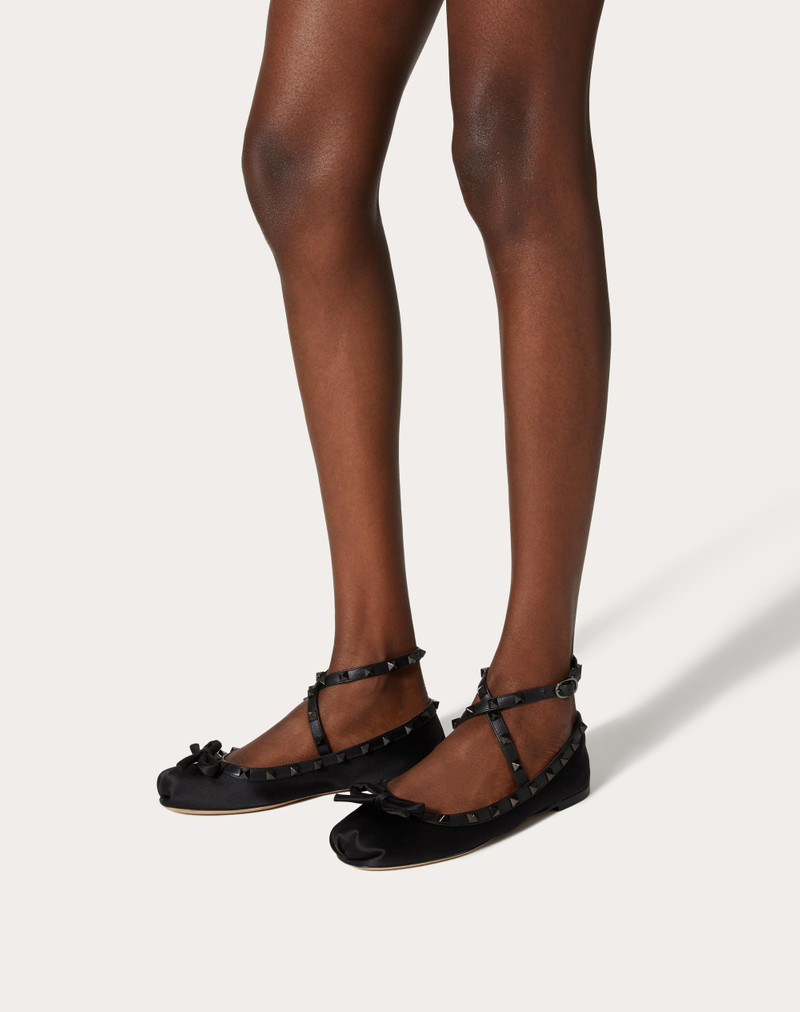 Valentino ROCKSTUD SATIN BALLERINA WITH TONE-ON-TONE STUDS outlook