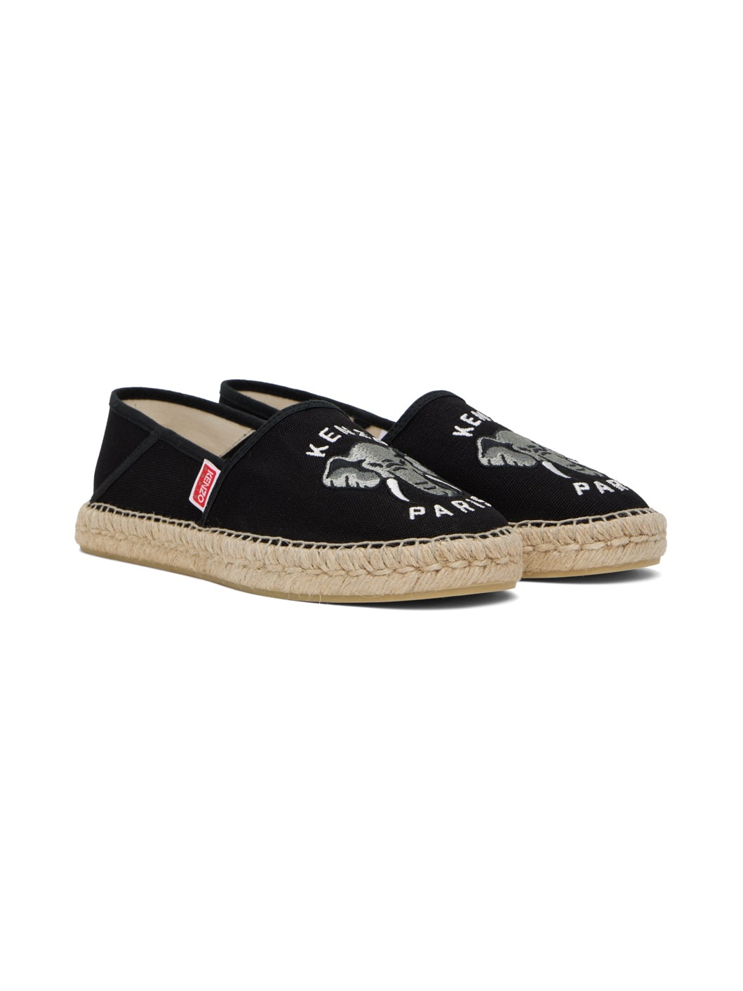 Black Kenzo Paris Elephant Embroidered Canvas Espadrilles - 4