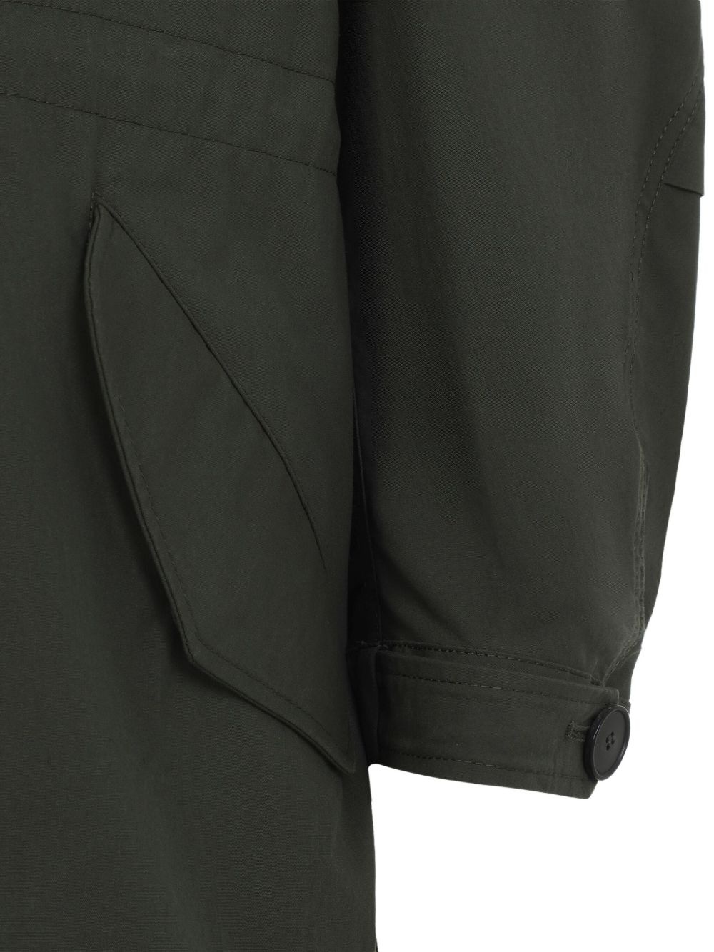 collared drawstring parka coat - 3