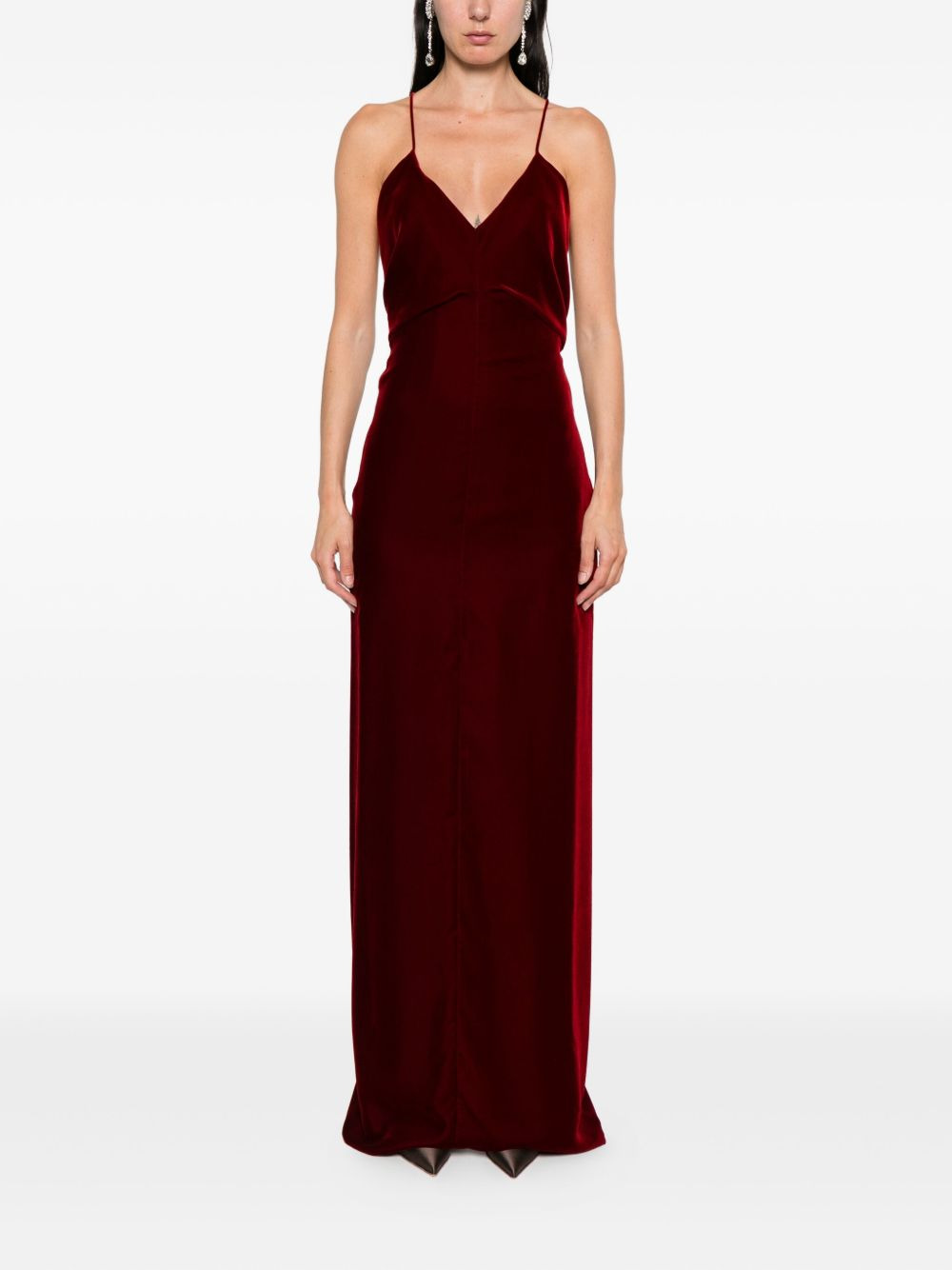 velvet v-neck maxi dress - 2