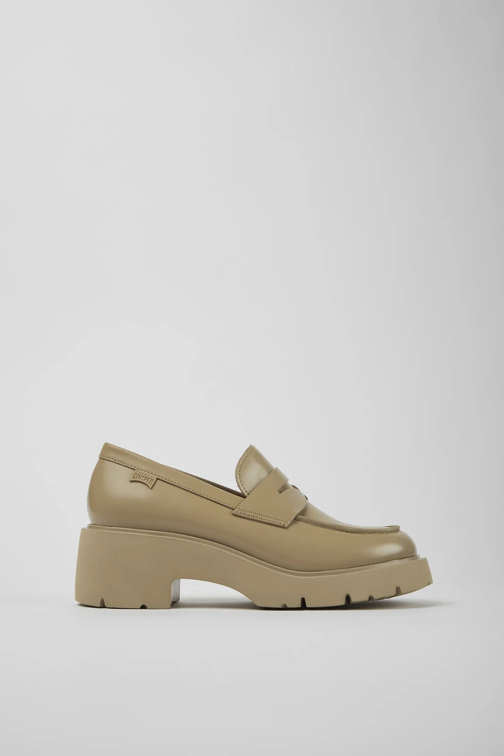 Milah Beige leather loafers for women - 1