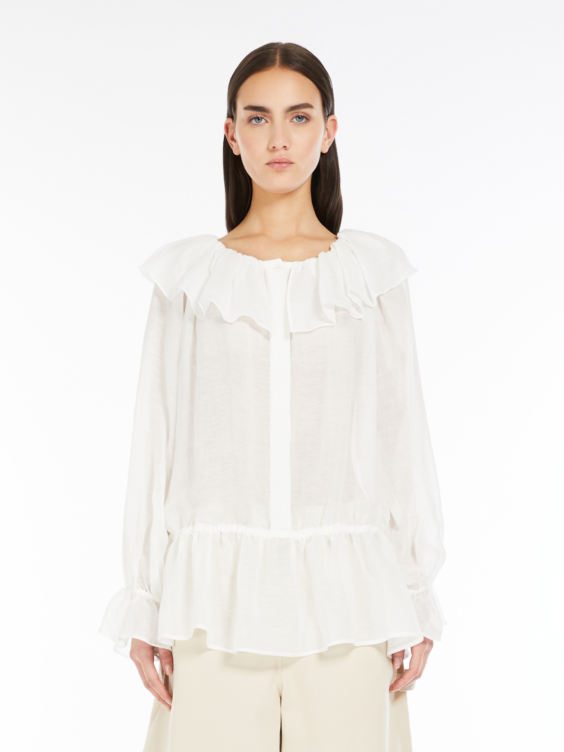 ASTRO1234 Viscose and linen gauze blouse - 3