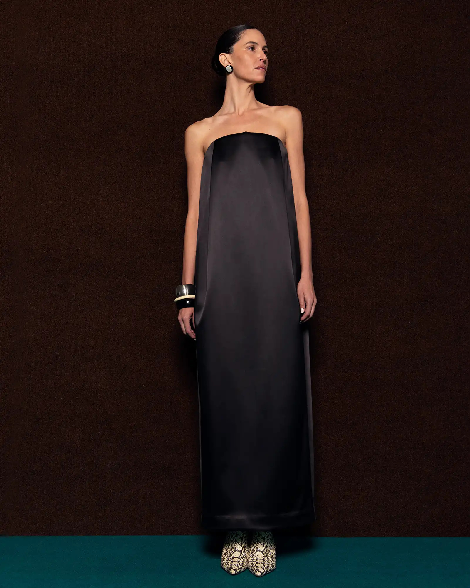 BOB DRESS BLACK SATEEN - 5