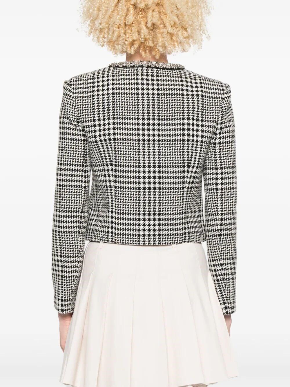 Houndstooth Crystal Trim Jacket - 5
