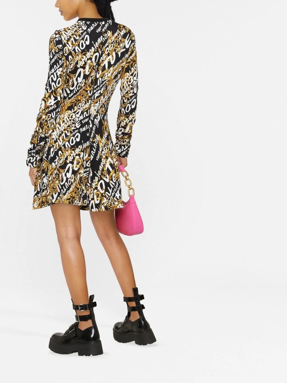brushed logo-print mini dress - 4