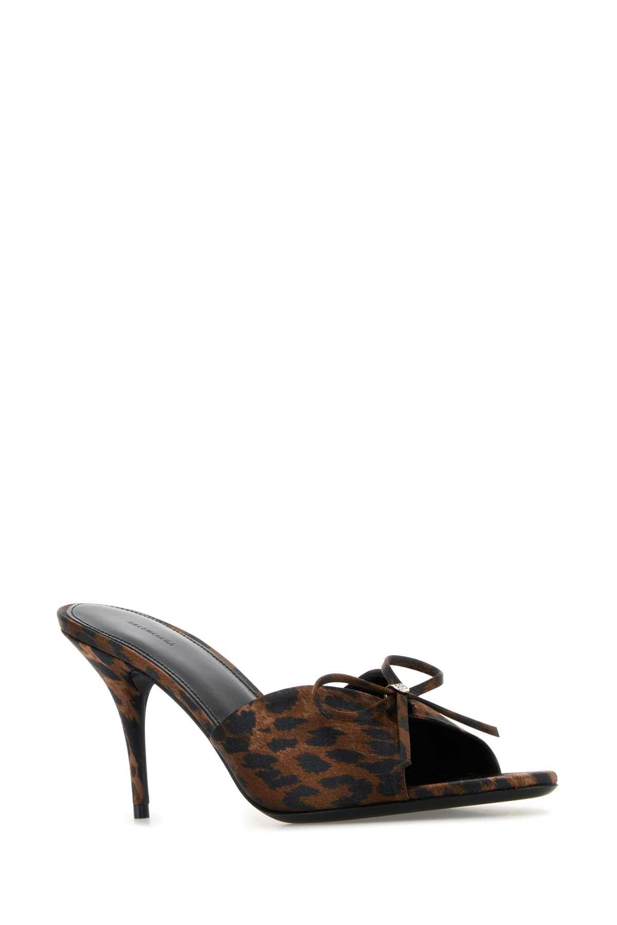 Balenciaga Women Printed Satiin Knife Bow Mules - 2