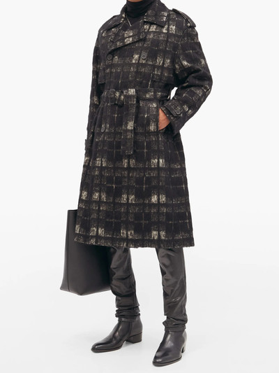 SAINT LAURENT Brushed-check double-breasted overcoat outlook