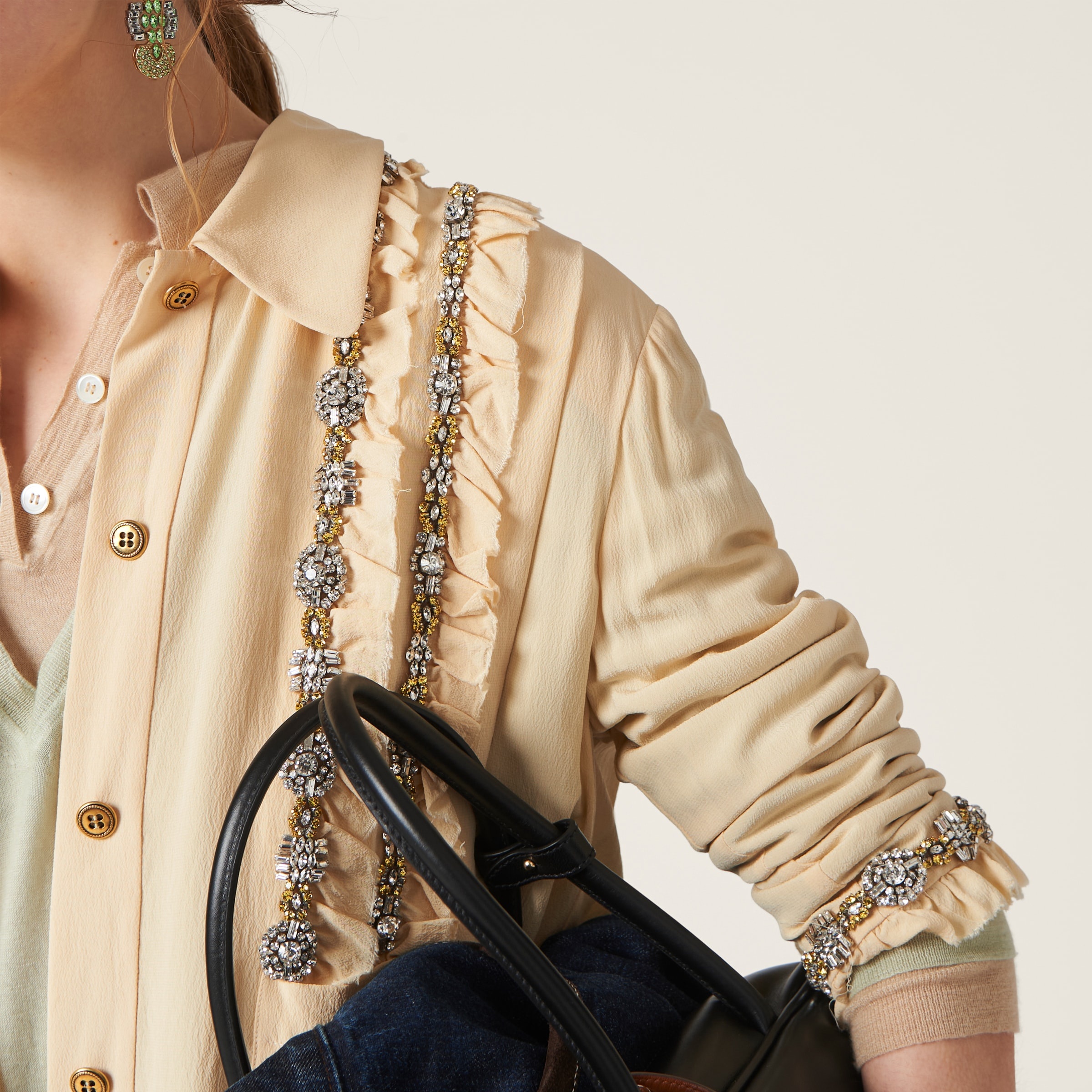 Embroidered marocain mini-dress - 4