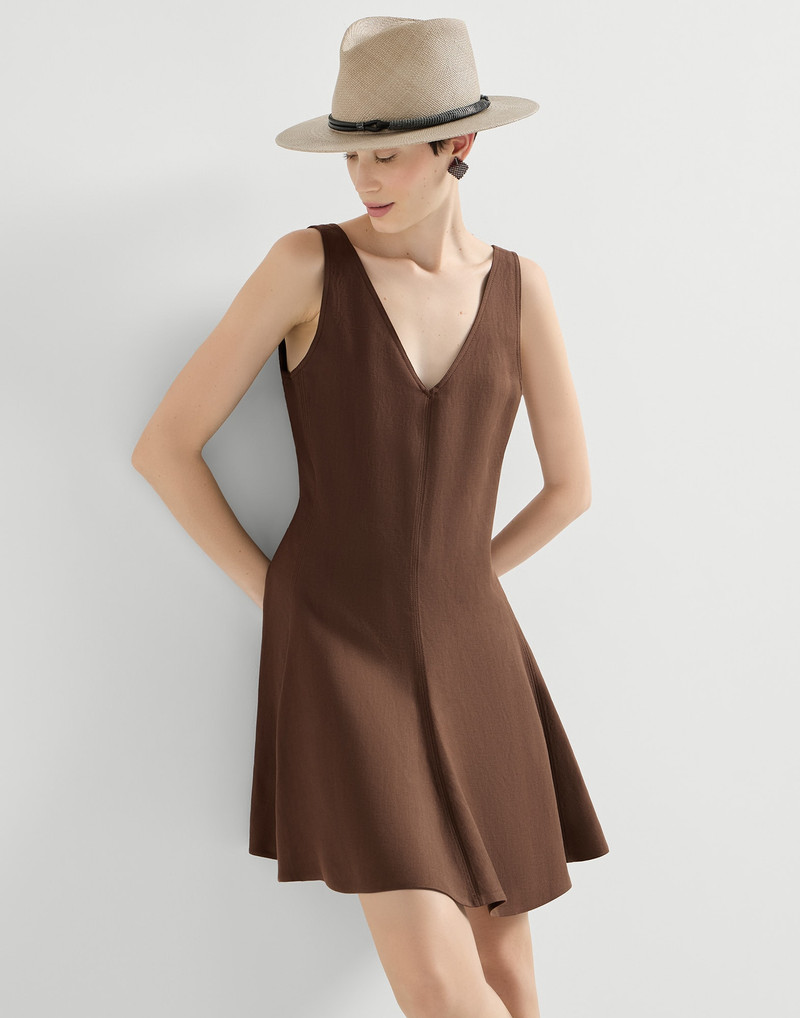 Viscose and linen fluid twill mini dress 5