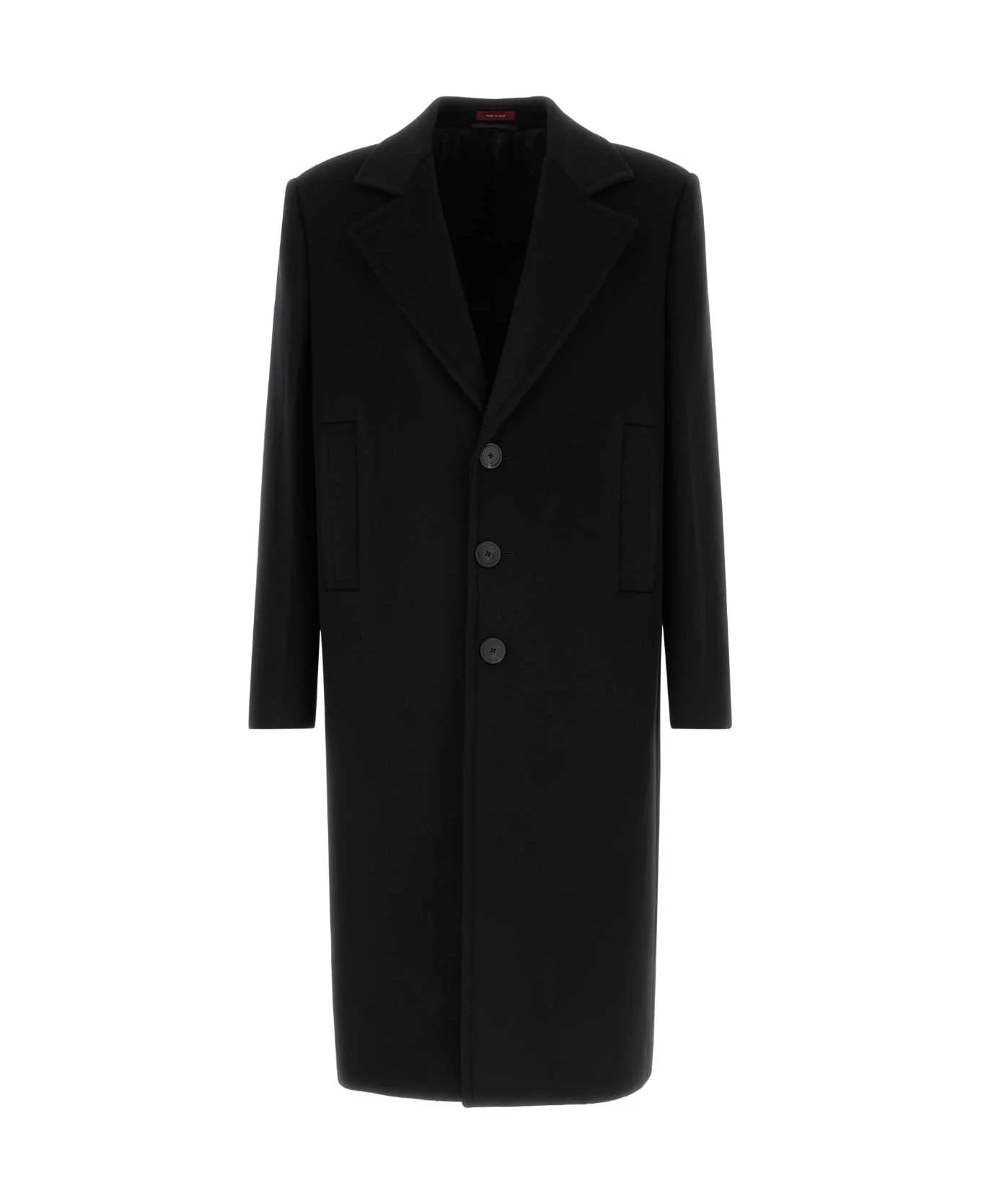 Black Wool Blend Coat - 1