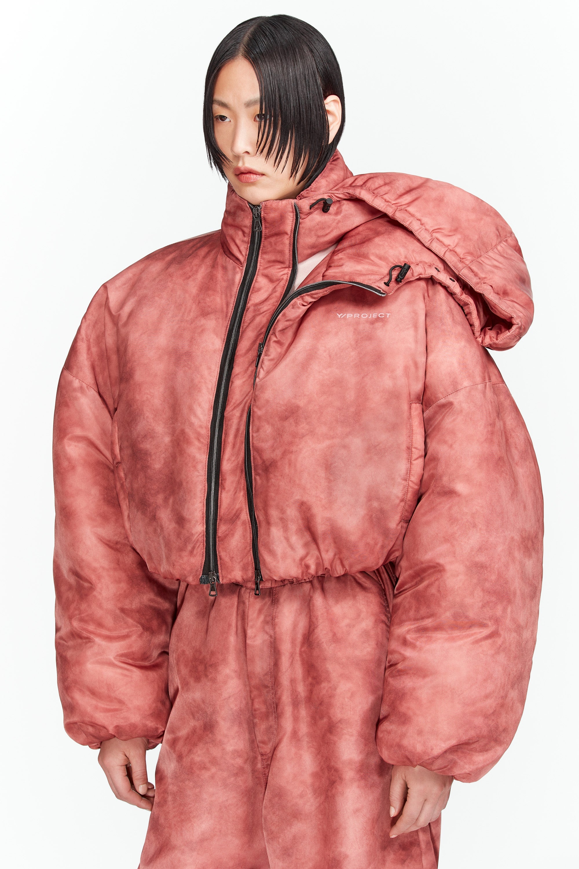 Double Collar Cropped Puffer Jacket - 6