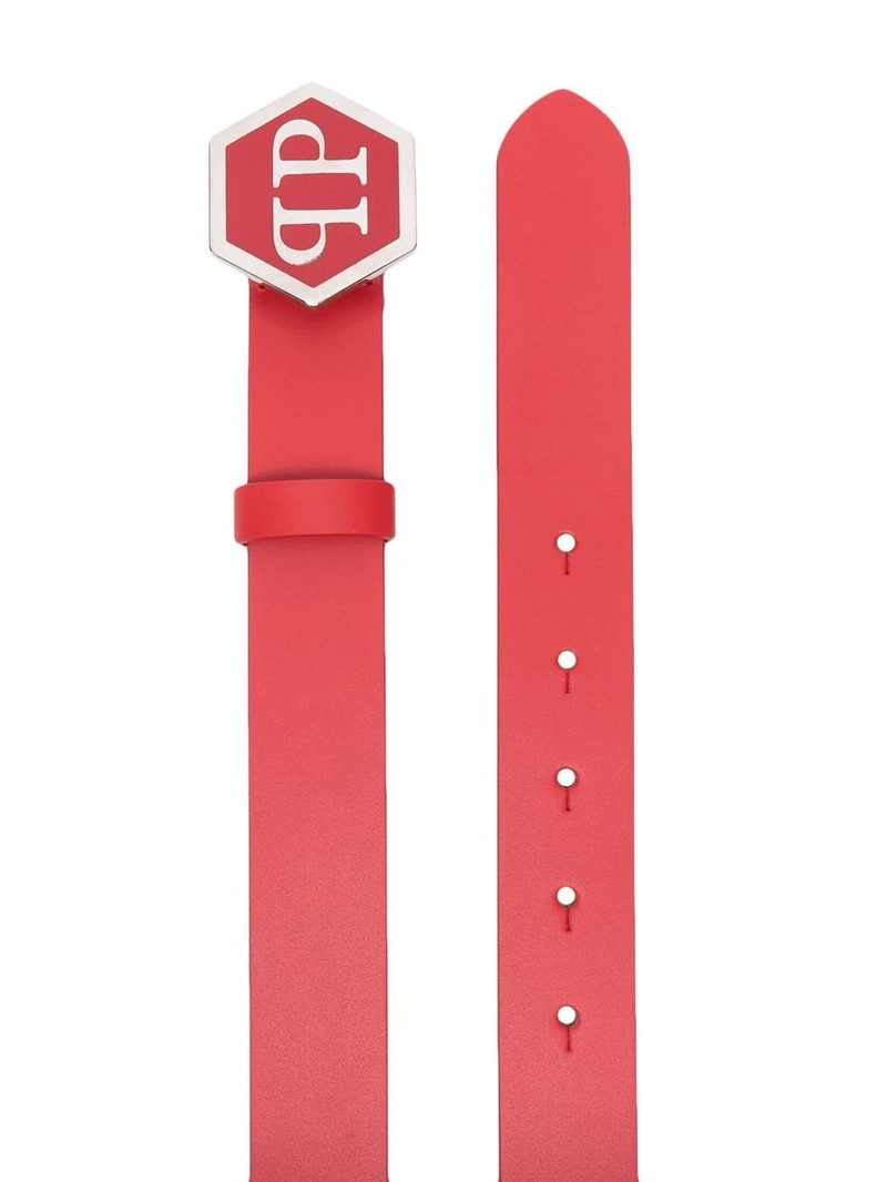 PHILIPP PLEIN Hexagon leather belt outlook