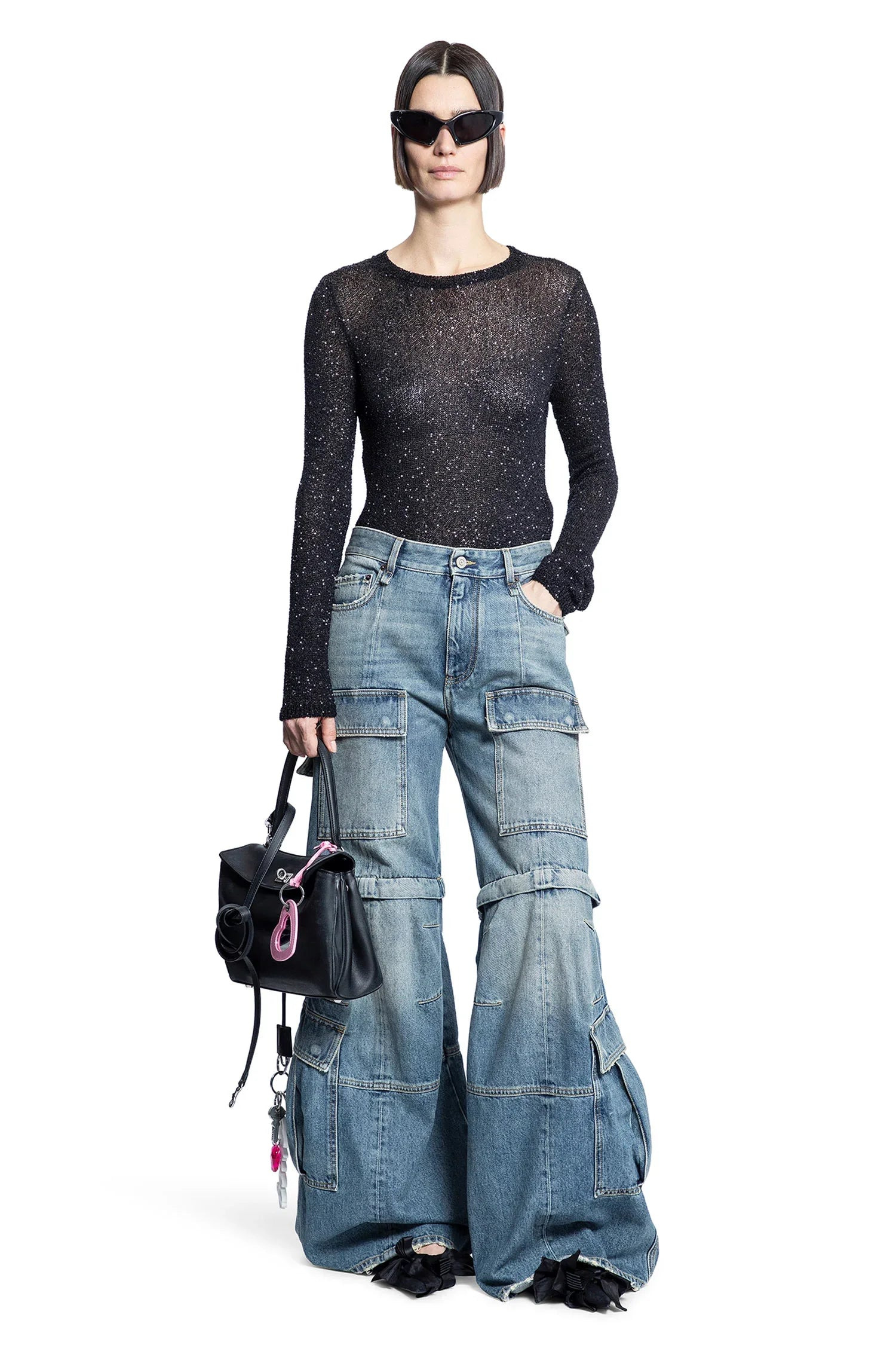 Flared-Denim-Cargo-Pants - 4