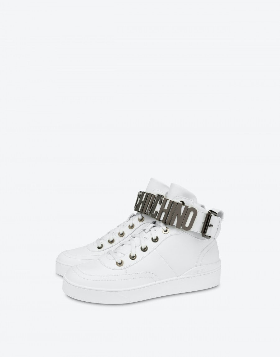 LETTERING LOGO CALFSKIN HIGH-SNEAKERS - 1