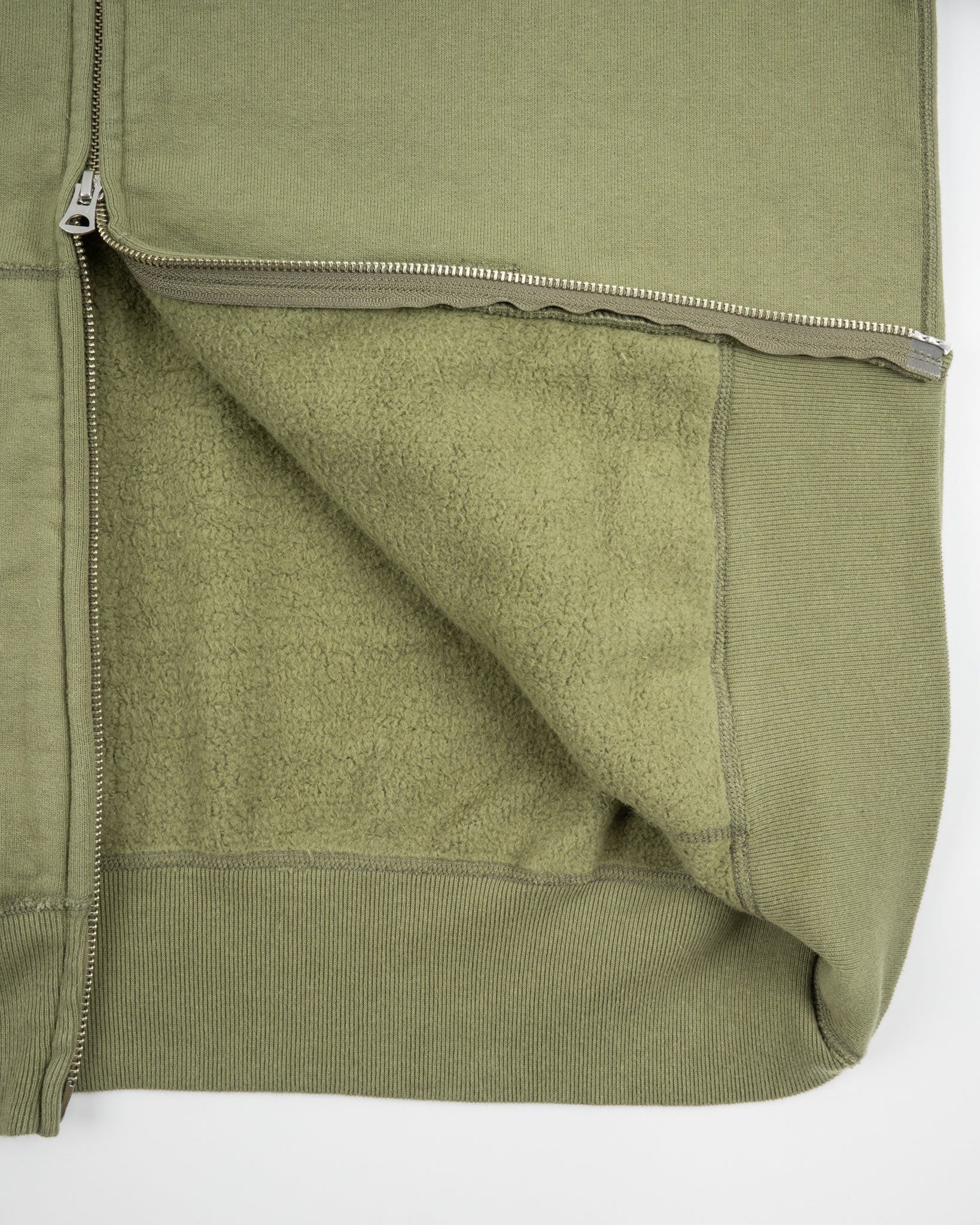 IHSW-10-OLV 14oz Ultra Heavy Loopwheel Cotton Zip Hoodie Olive - 4