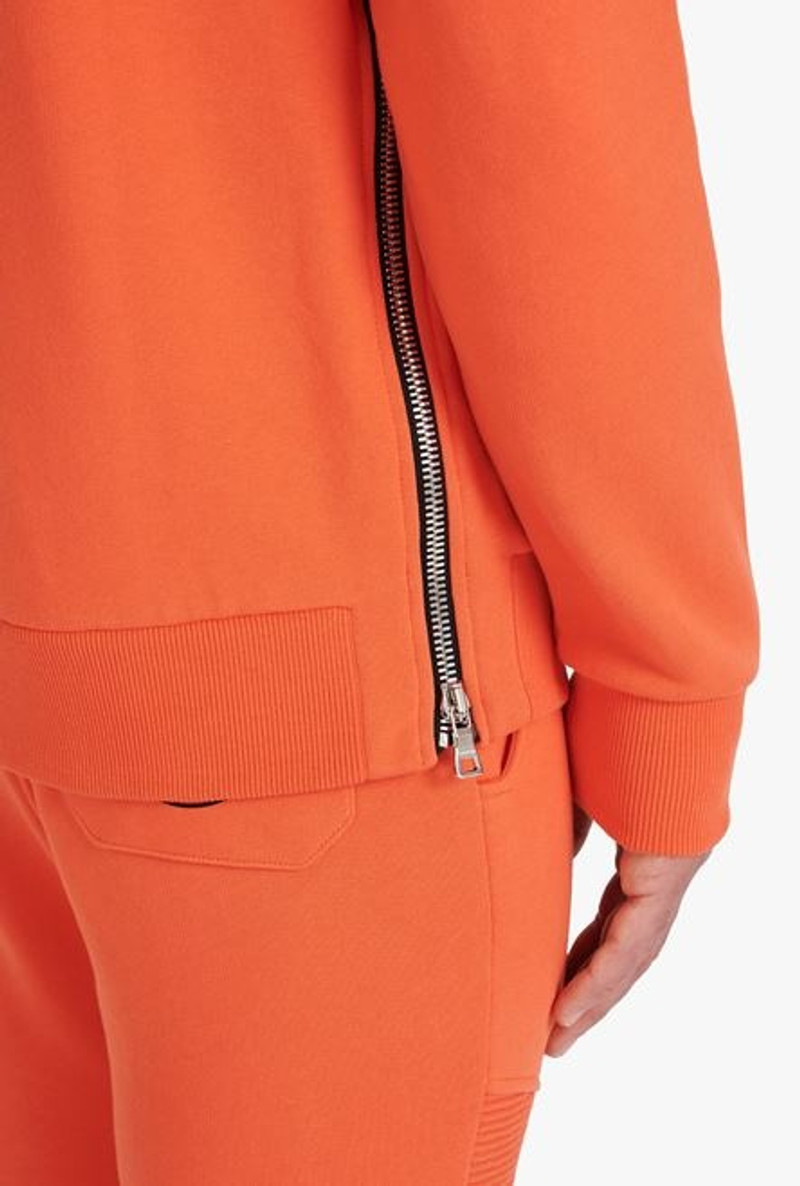 Orange cotton sweatshirt with black Balmain logo 8