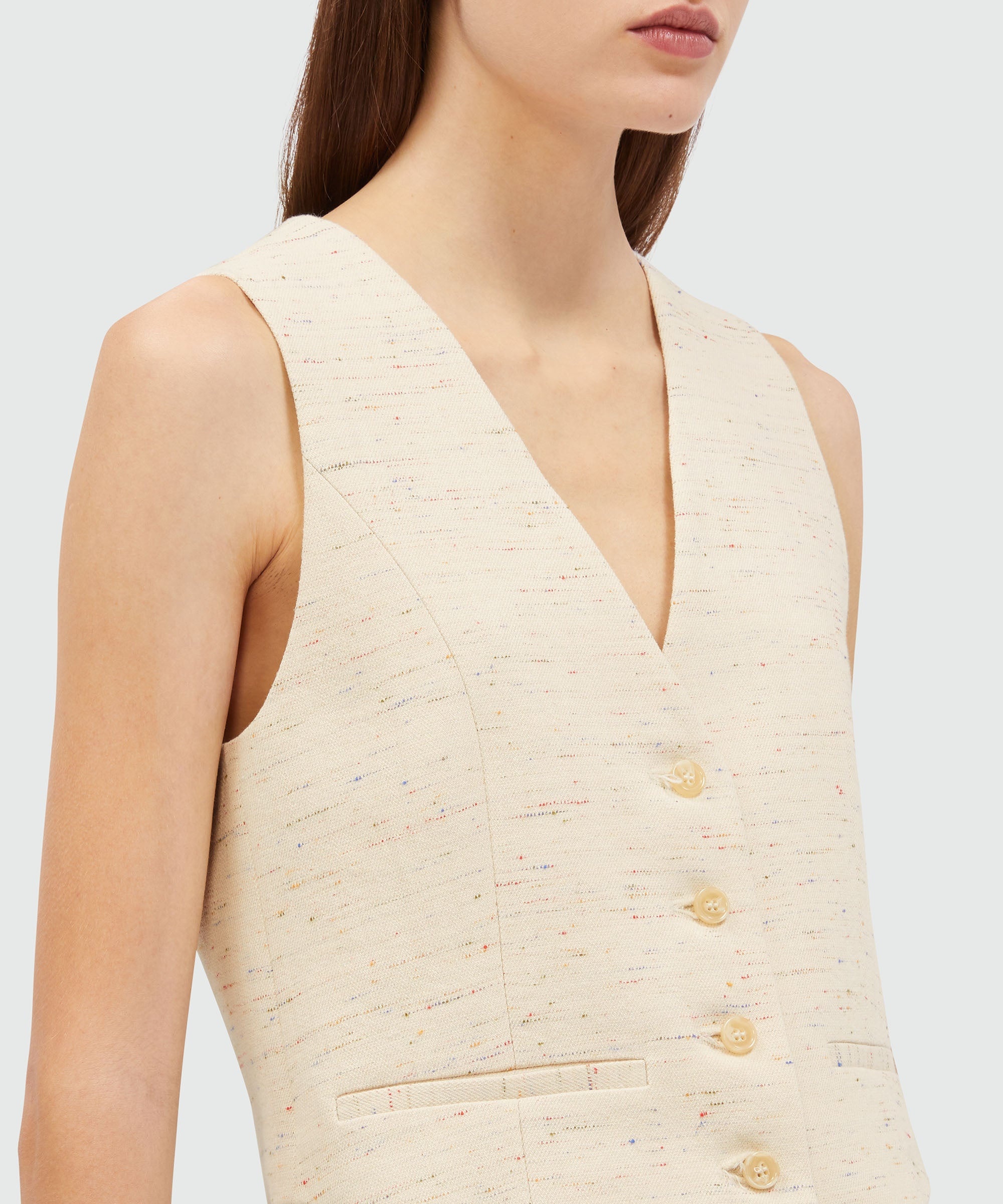 Waistcoat in cream fancy gabardine - 5