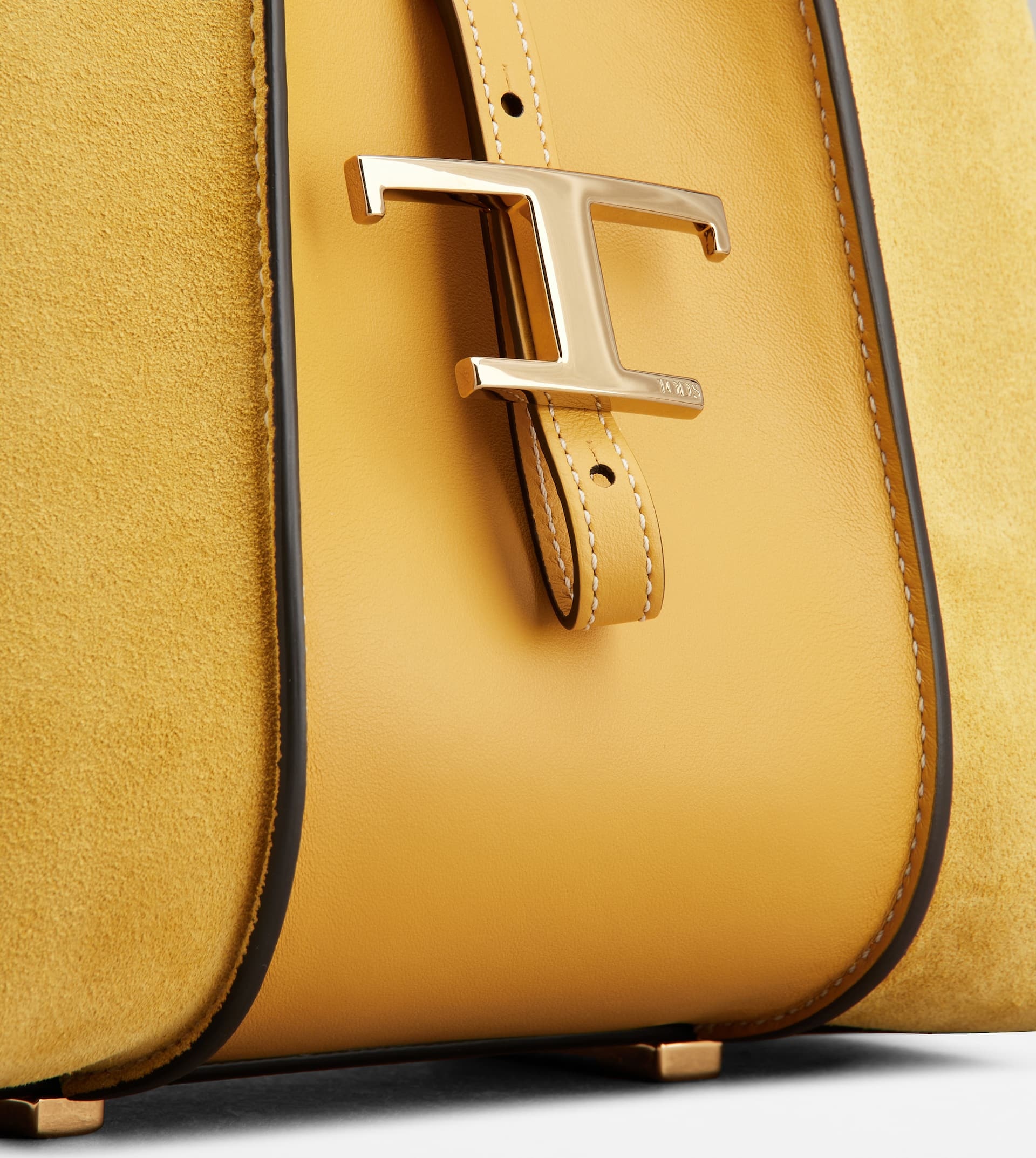 T TIMELESS SHOPPING BAG IN SMOOTH LEATHER AND SUEDE MINI - YELLOW - 4
