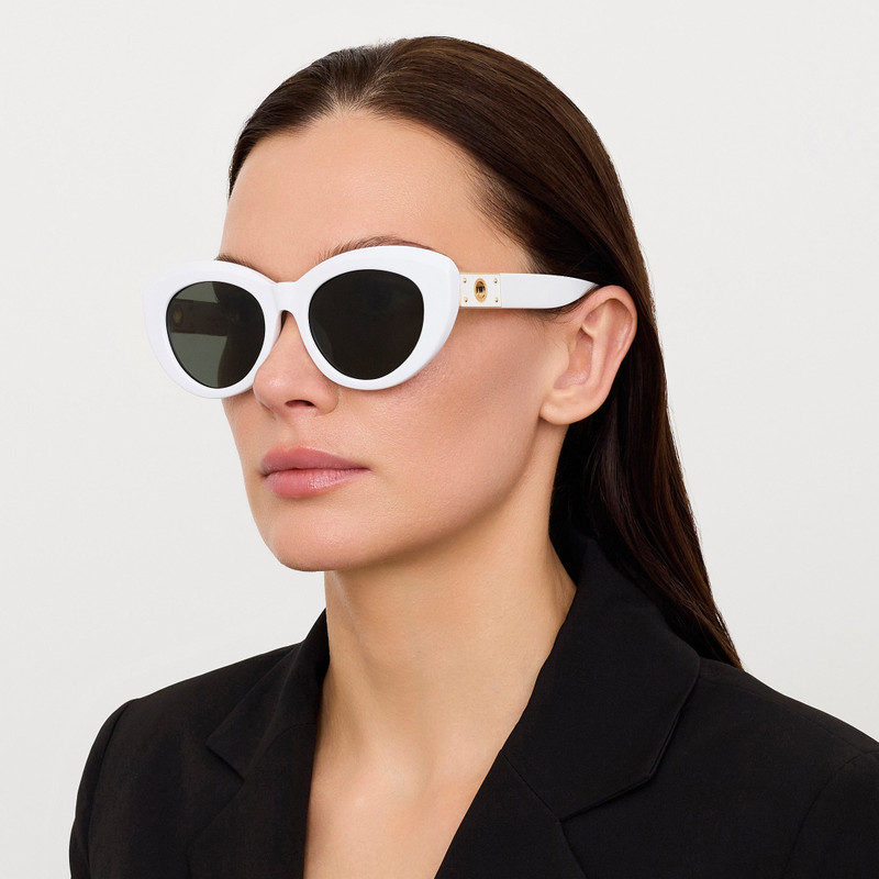 LINDA FARROW Anna Sunglasses in White outlook