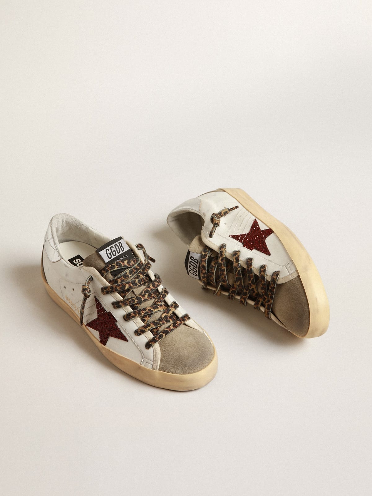 Golden Goose Super-Star with burgundy glitter star and
