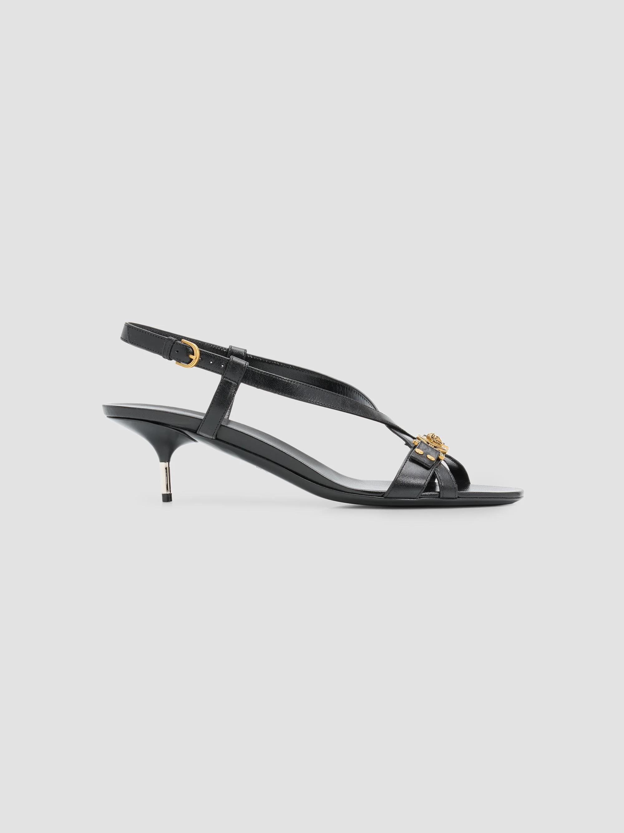 Women's Medusa 50MM Leather Sandals - Black - 1