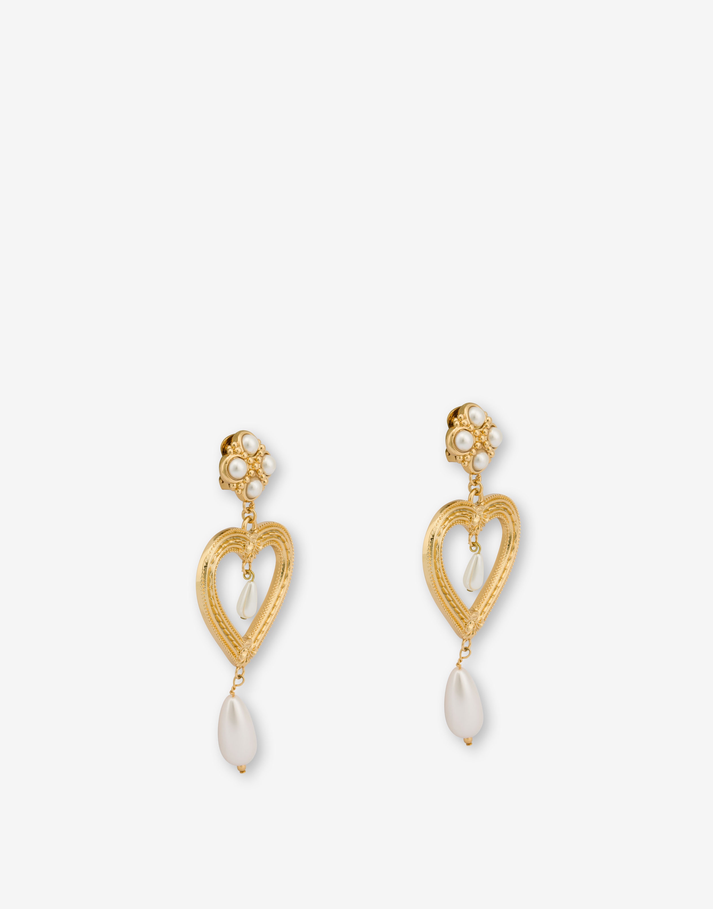 HEART DROP EARRINGS WITH PEARLS - 2