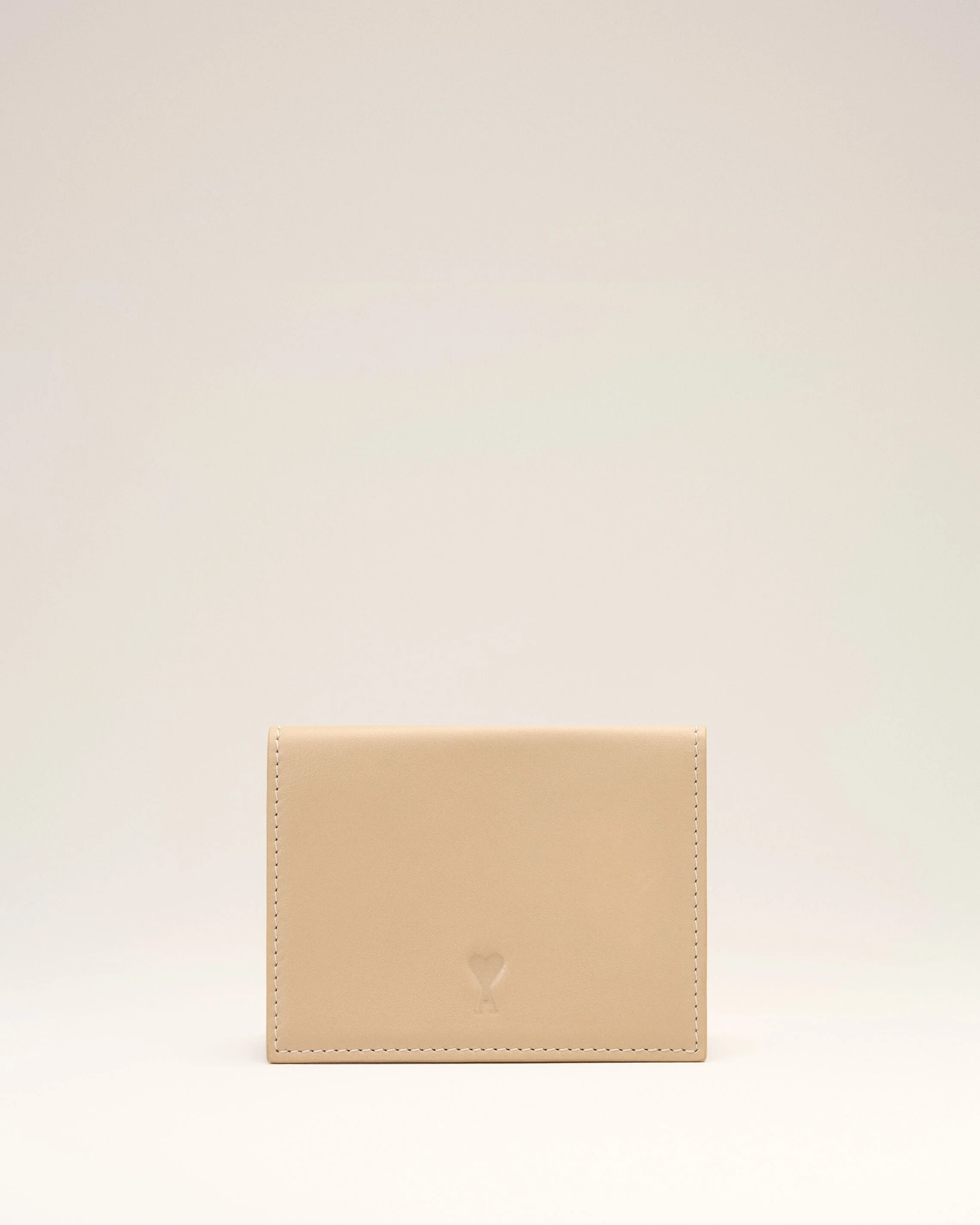 BEIGE COWHIDE LEATHER TRIFOLD WALLET WITH AMI DE COEUR - 1