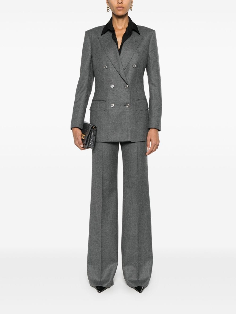 mélange double-breasted blazer - 2