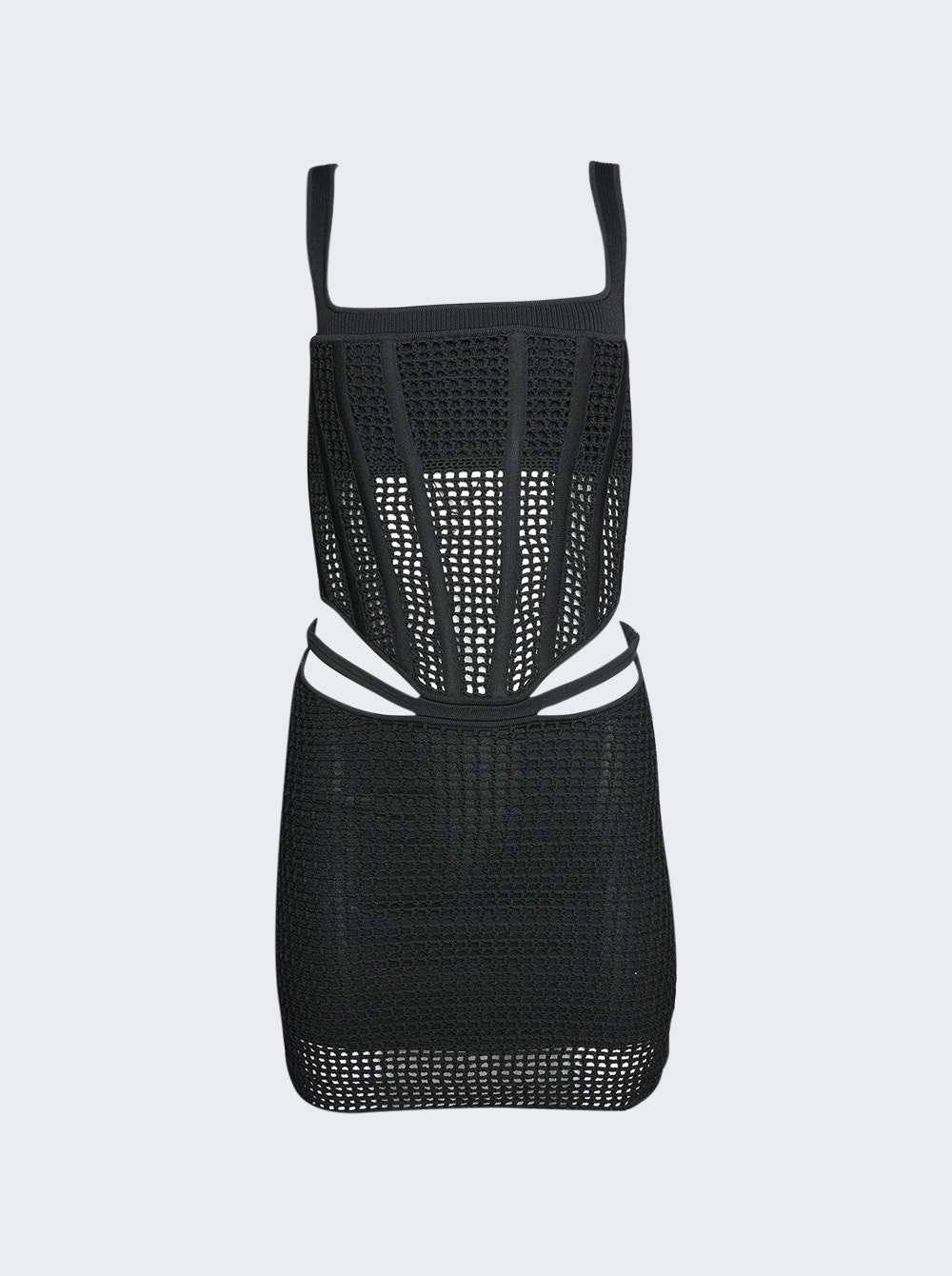 Crochet Suspend Corset Mini Dress Black - 1