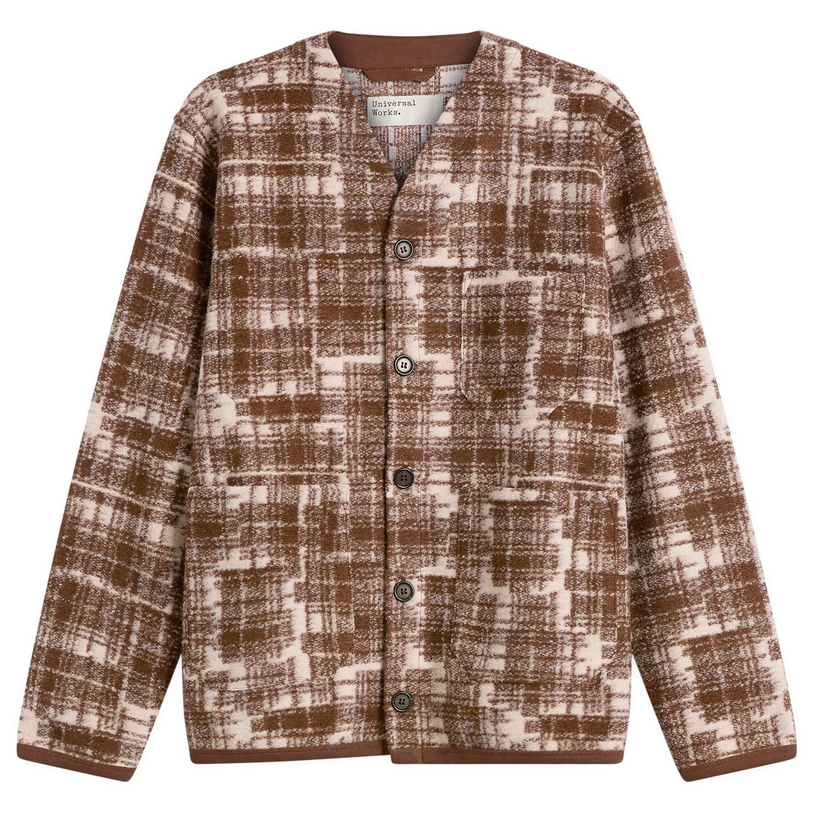 Universal Works Patch Check Fleece Cardigan - 1