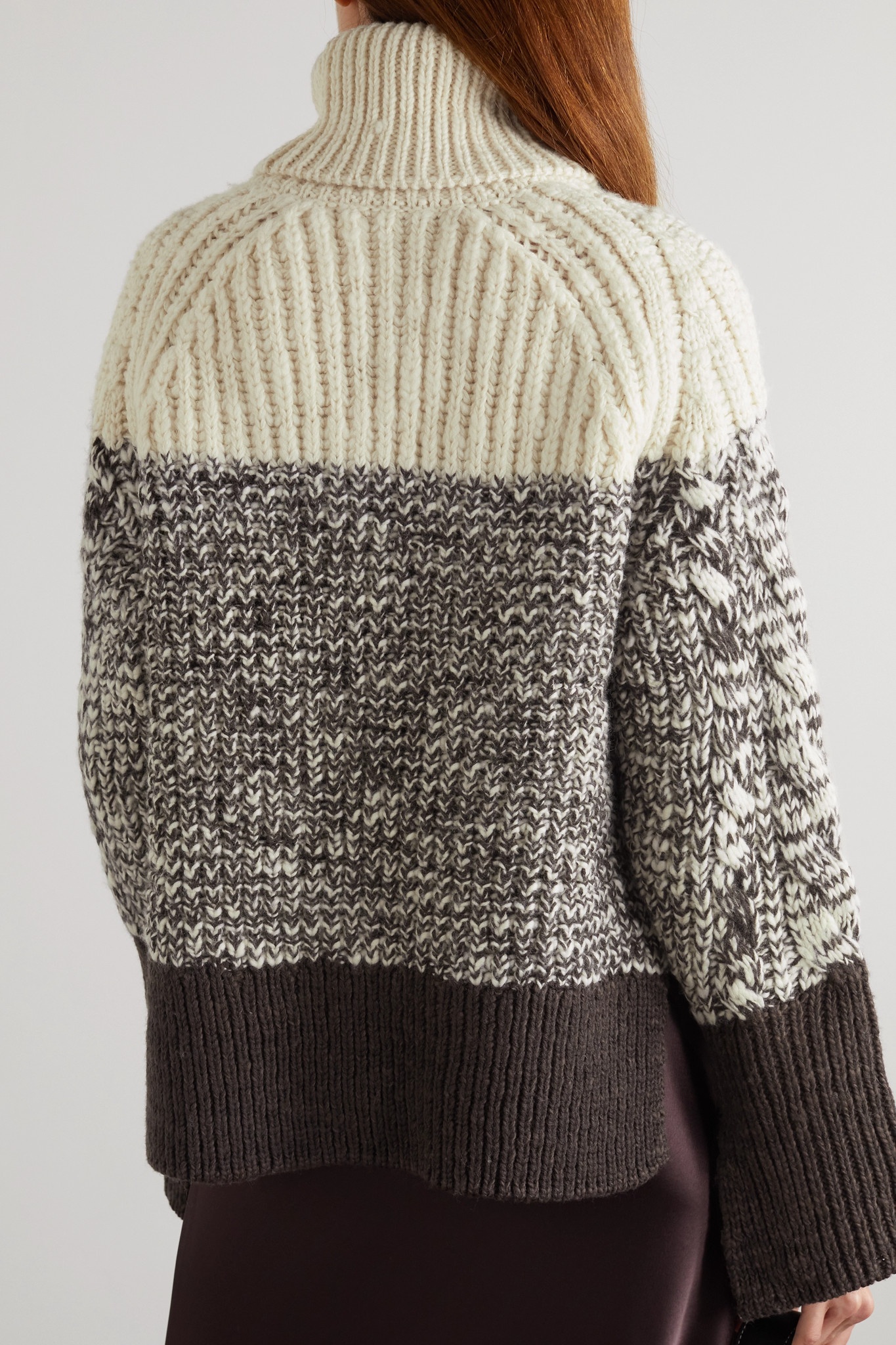 Striped cable-knit wool turtleneck sweater - 6