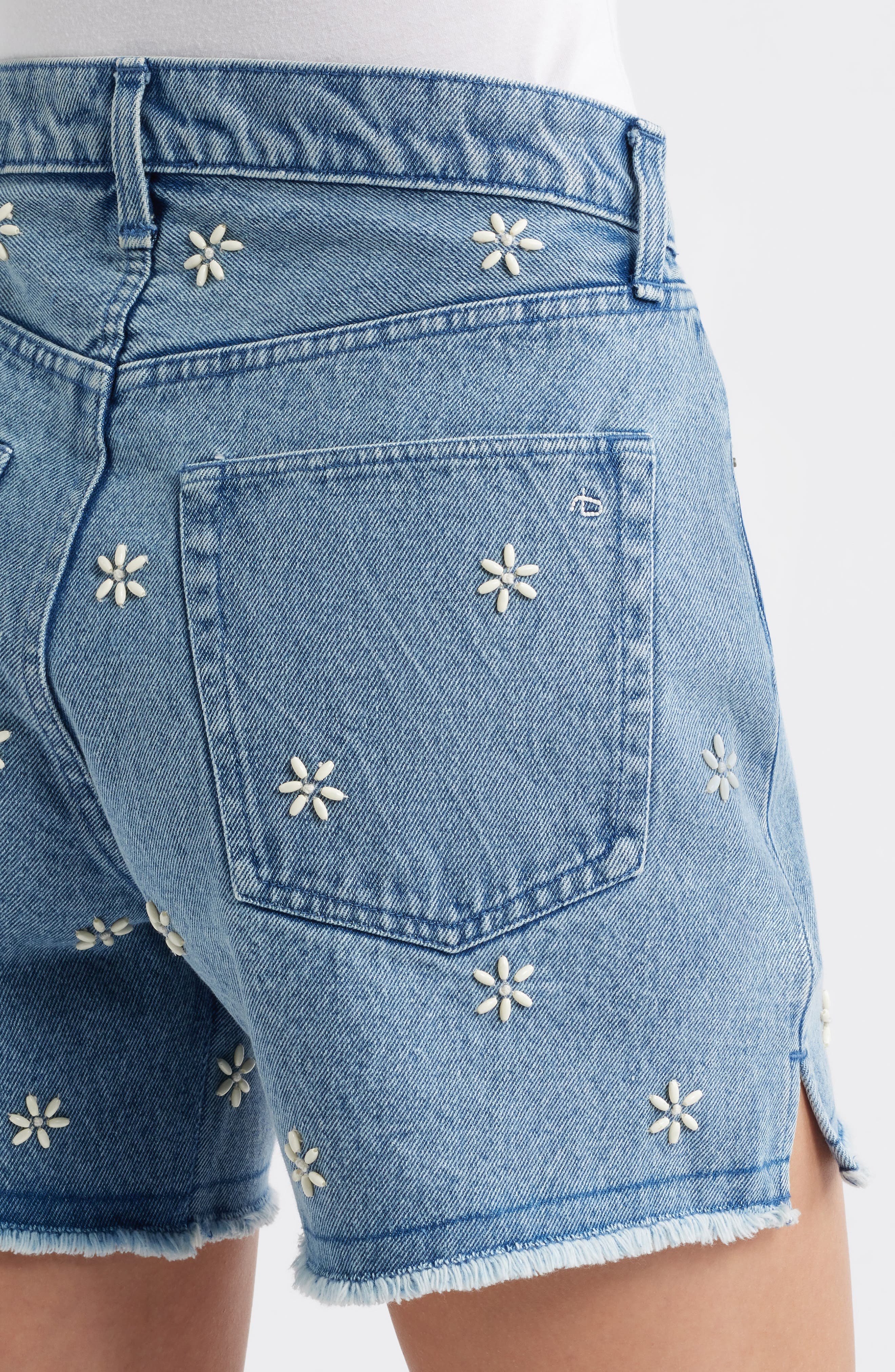 rag & bone Embellished Cutoff Denim Shorts in Blue Embellished at Nordstrom - 4