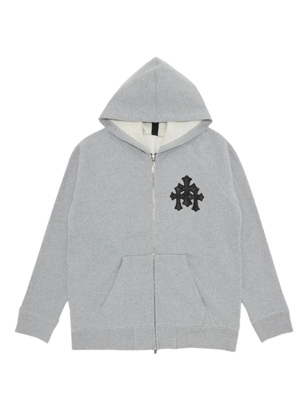 cross-patch zip-up hoodie - 1