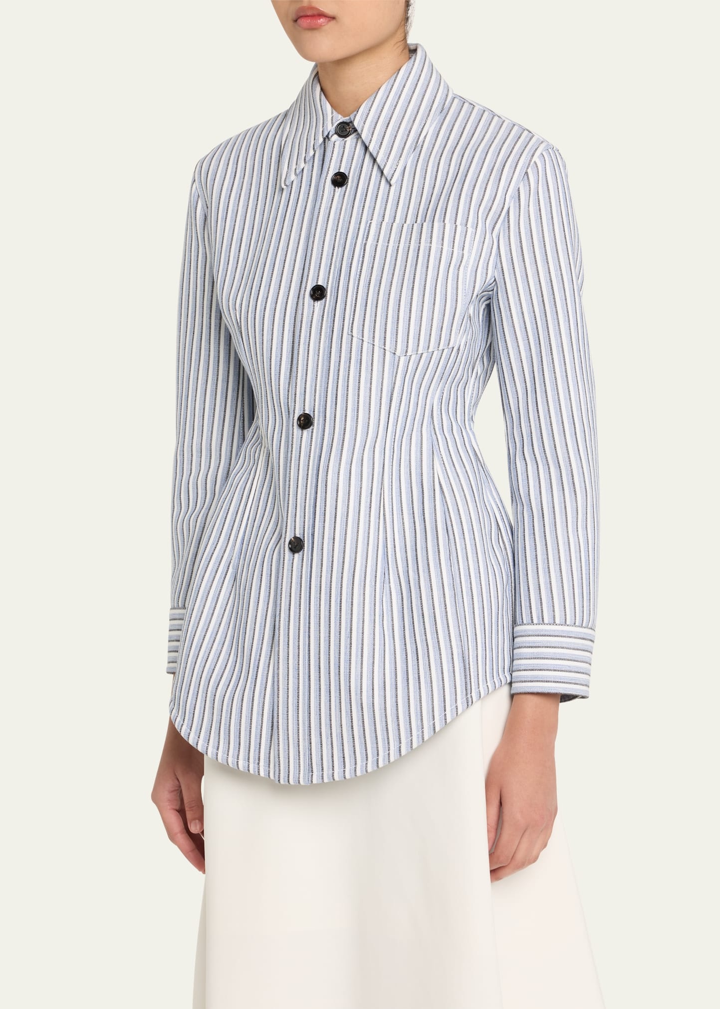 Structured Cotton Stripe Jacket - 4