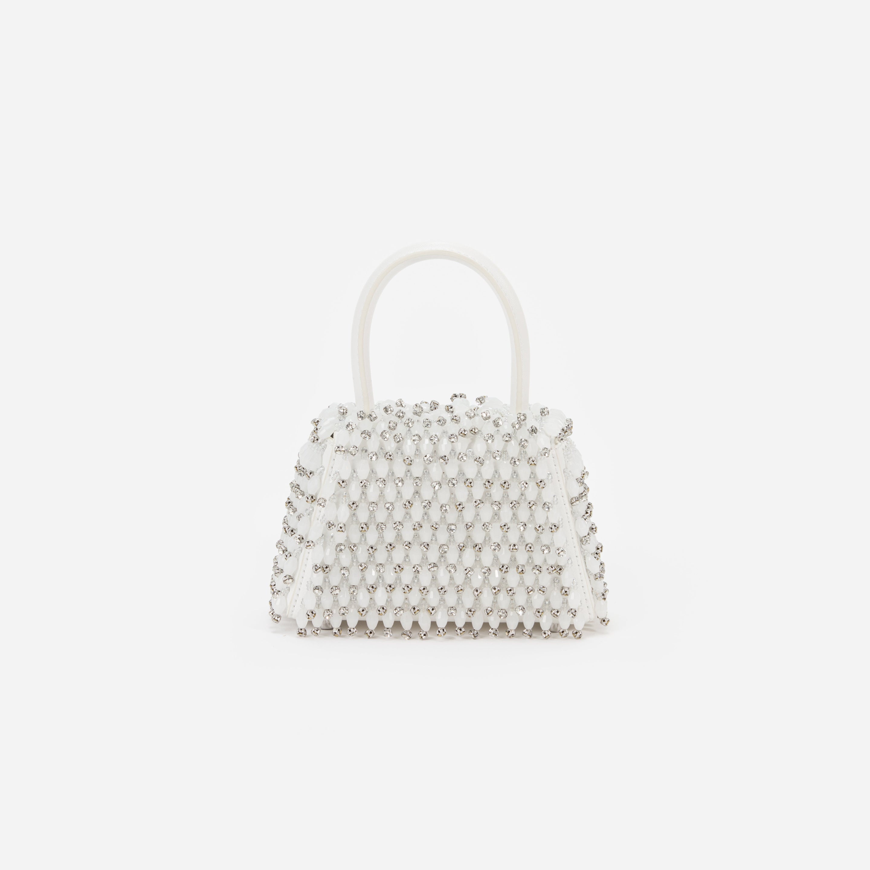 White Embellished Micro Bow Bag - 3
