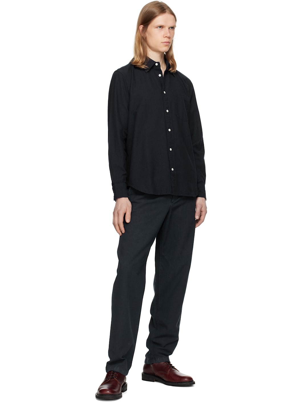 Navy Ezra Relaxed Cotton Linen Trousers - 4