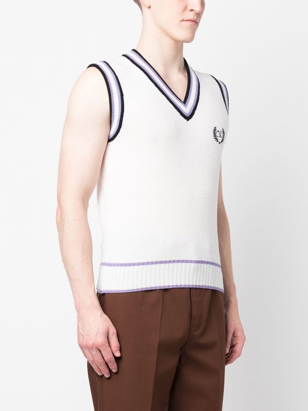 logo-embroidered knit vest - 3